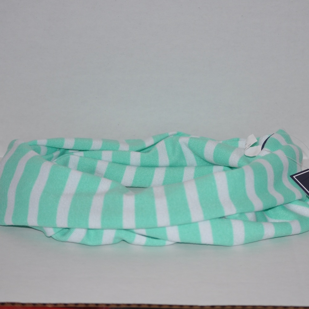 Girl's Mint White Striped Infinity Scarf